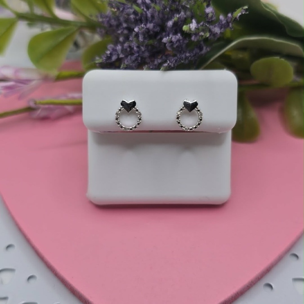 Elegant Diamond Heart Stud Earrings